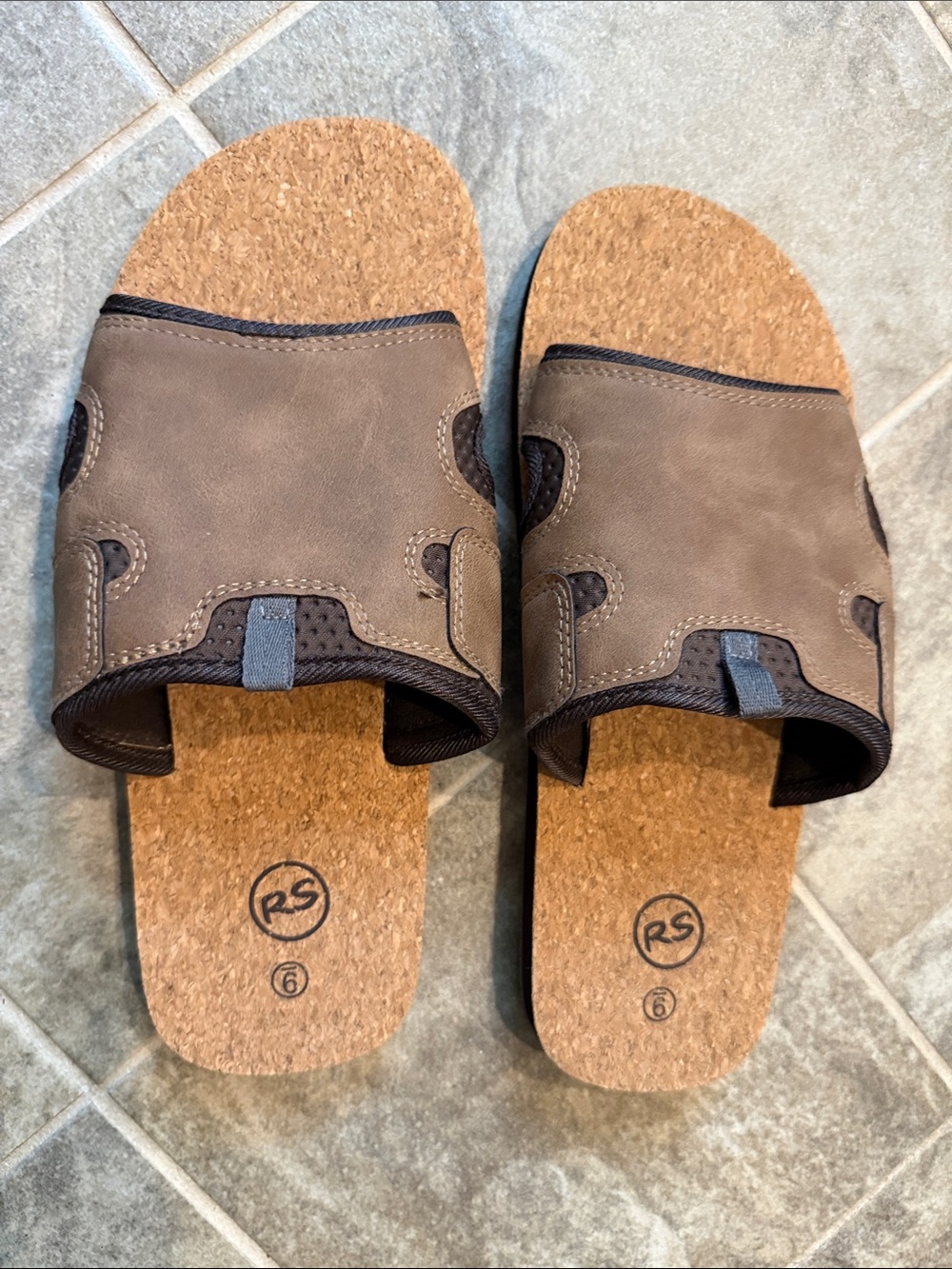 Women's Size 9W  Brown Cork-Style Slide Sandals - Fits Men’s size 7 New